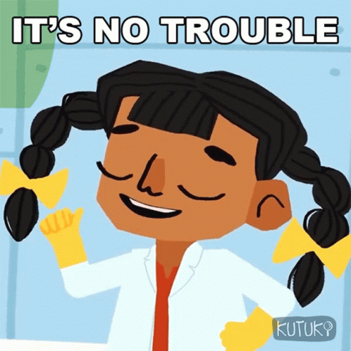 Girl With Pigtails Saying It's No Trouble GIF