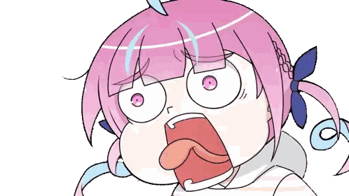 a cartoon of a girl with pink hair and a surprised look on her face