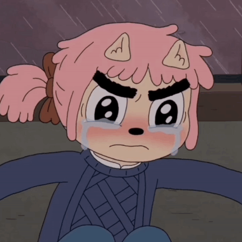 A Cartoon Of A Girl With Pink Hair And Cat Ears GIF