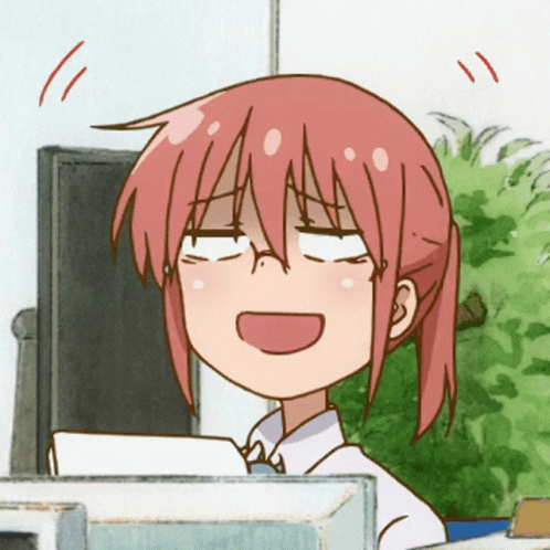 A Cartoon Of A Girl With Pink Hair Is Making A Funny Face GIF