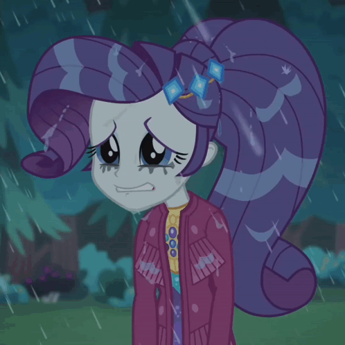 A Cartoon Of A Girl With Purple Hair And A Purple Jacket GIF