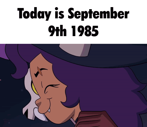Cartoon Girl With Purple Hair And Skull Date September 9 1985 GIF