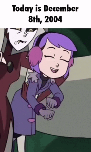 Girl With Purple Hair And Ear Muffs December 8Th 2004 GIF