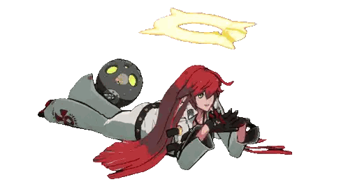 a cartoon of a girl with red hair and an angel halo