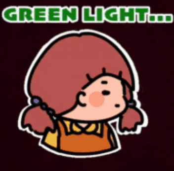 A Cartoon Of A Girl With Red Hair And The Words Green Light GIF