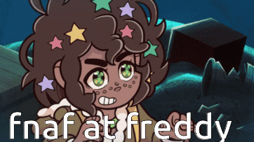 A Cartoon Of A Girl With Stars In Her Hair And The Words Fnaf At Freddy On The Bottom GIF