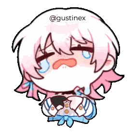 a cartoon of a girl with tears coming out of her eyes and the name gustinex