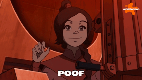 A Cartoon Of A Girl With The Word Poof On The Bottom Right GIF