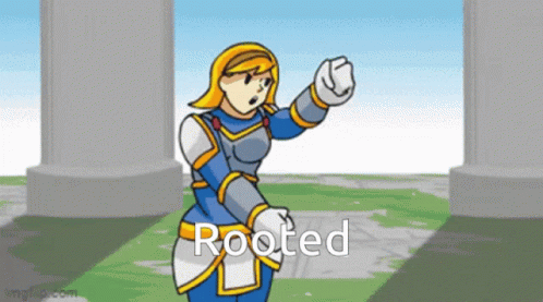 A Cartoon Of A Girl With The Word Rooted On The Bottom Right GIF