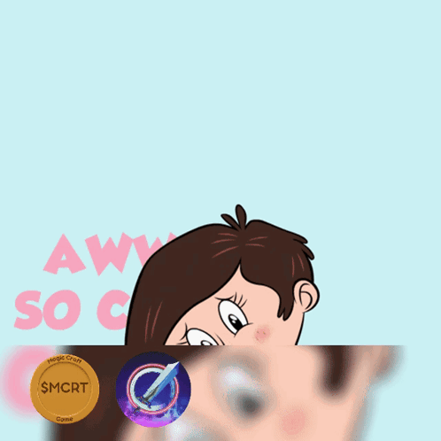 A Cartoon Of A Girl With The Words Awww So Cute On The Bottom GIF