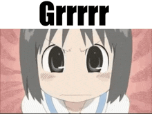 A Cartoon Of A Girl With The Words Grrrr On Top Of Her Head . GIF