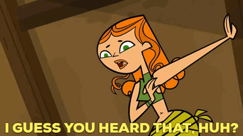 A Cartoon Of A Girl With The Words " I Guess You Heard That Huh " Below Her GIF