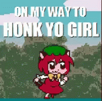 A Cartoon Of A Girl With The Words On My Way To Honk Yo Girl Behind Her GIF