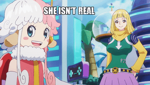 Cartoon Girl With She Isn T Real Text GIF