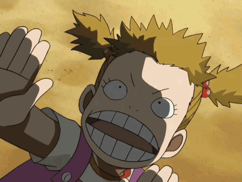 A Cartoon Of A Girl With Two Pigtails Making A Surprised Face GIF