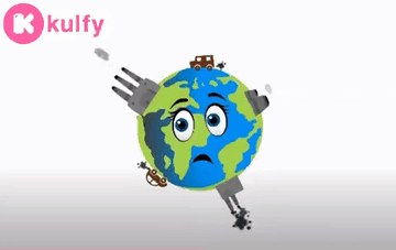 A Cartoon Of A Globe With A Sad Face And The Words Kulfy In The Corner GIF