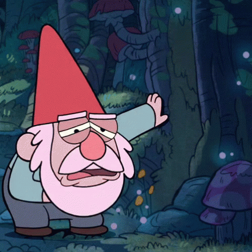 A Cartoon Of A Gnome With A Red Hat GIF