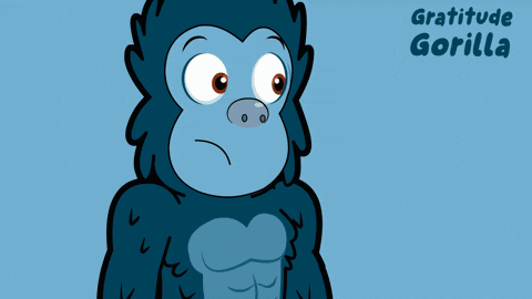 A Cartoon Of A Gorilla With The Words Gratitude Gorilla Below It GIF
