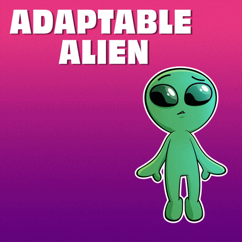 Green Alien Cartoon With Adaptable Alien Text GIF