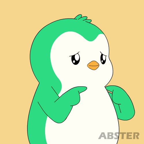 A Cartoon Of A Green And White Penguin With Abster Written On The Bottom GIF