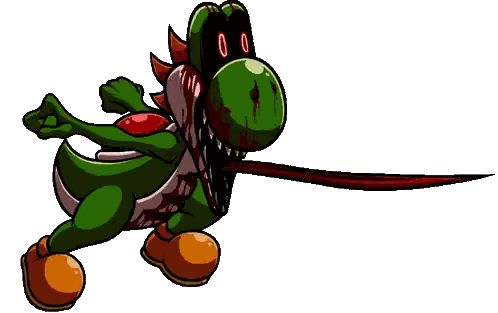 a cartoon of a green dinosaur with a long red tongue coming out of it 's mouth .