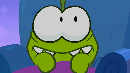 A Cartoon Of A Green Frog With Big Eyes And Sharp Teeth GIF