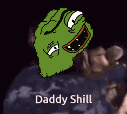 A Cartoon Of A Green Monster With The Words Daddy Shill Written Below It GIF