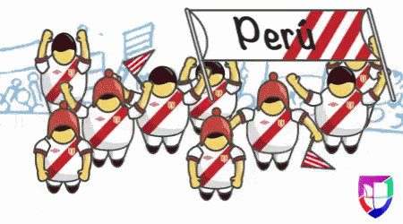 A Cartoon Of A Group Of People Holding A Banner That Says Peru GIF