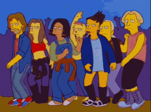 A Cartoon Of A Group Of People Standing Together GIF
