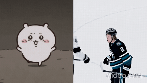 A Cartoon Of A Hamster And A Hockey Player With The Number 20 On Their Jersey GIF