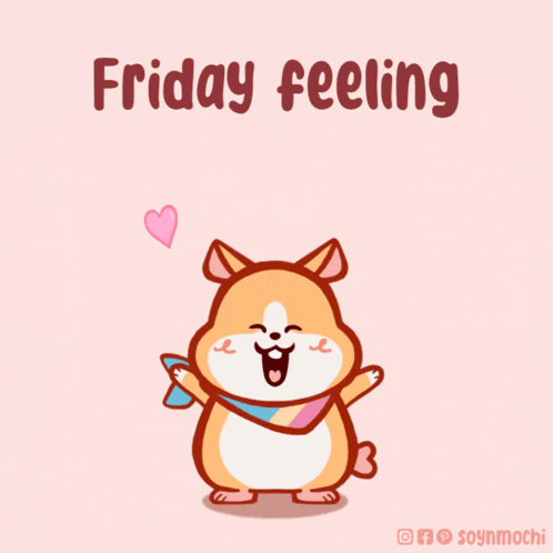 A Cartoon Of A Hamster With Hearts And The Words Friday Feeling GIF