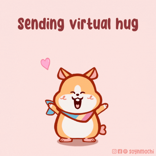 A Cartoon Of A Hamster With The Words Sending Virtual Hug GIF