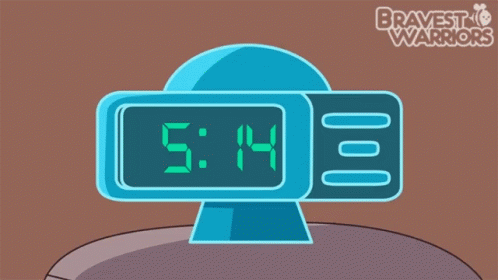 A Cartoon Of A Hand Pressing An Alarm Clock Which Shows The Time As 5:15 GIF