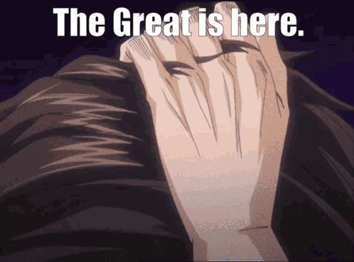 A Cartoon Of A Hand With The Words The Great Is Here GIF