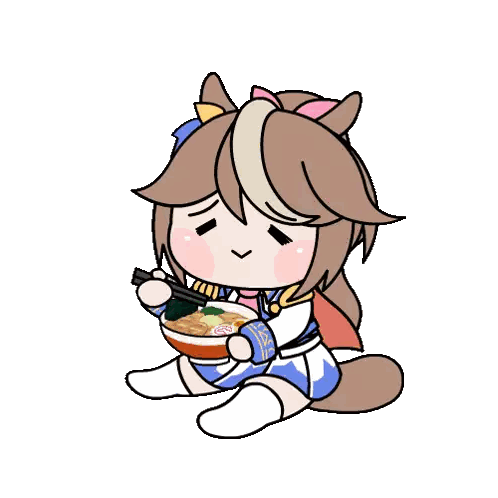 a cartoon of a horse eating a bowl of ramen with chopsticks .