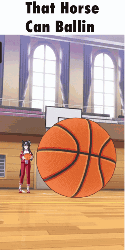 Cartoon Horse Next To Basketball GIF