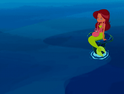 A Cartoon Of A King And A Mermaid In The Water GIF