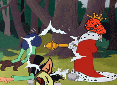A Cartoon Of A King With A Spider-Man Mask On GIF