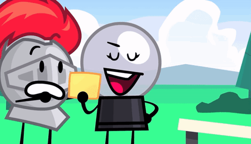 A Cartoon Of A Knight And A Snow Globe Holding A Piece Of Paper GIF