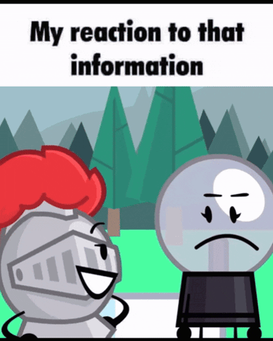A Cartoon Of A Knight And A Snow Globe With The Words " My Reaction To That Information " On The Bottom GIF