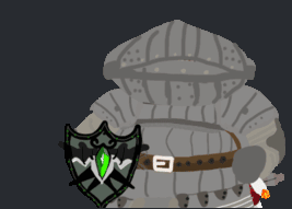A Cartoon Of A Knight Holding A Shield With A Green Eye On It GIF