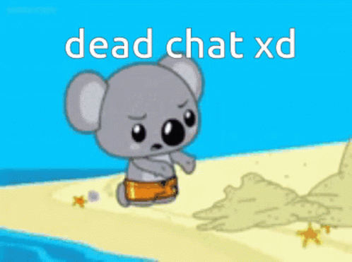 A Cartoon Of A Koala And A Tiger On A Beach With The Words Dead Chat Xd Above Them . GIF