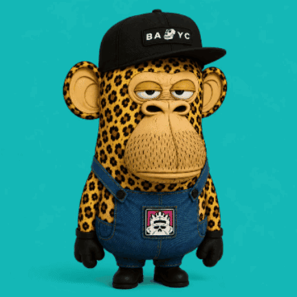 A Cartoon Of A Leopard Wearing Overalls And A Hat That Says Babyc GIF