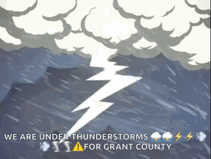 A Cartoon Of A Lightning Bolt Coming Out Of A Cloud In The Sky . GIF