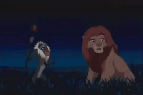 A Cartoon Of A Lion And A Baboon With The Words " Rafiki Friday " On The Bottom GIF