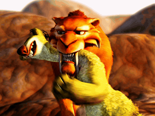 A Cartoon Of A Lion Holding A Stuffed Animal In Its Mouth GIF