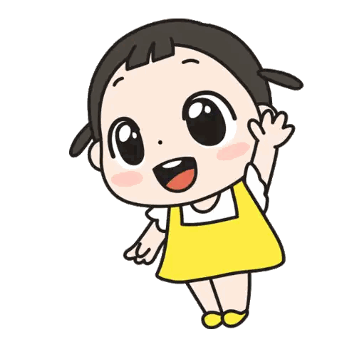 a cartoon of a little girl in a yellow dress waving