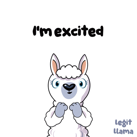 A Cartoon Of A Llama Says I 'M Excited Yes GIF