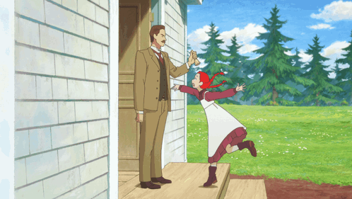 A Cartoon Of A Man And A Little Girl GIF