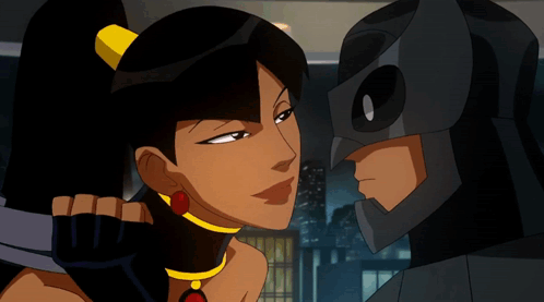 A Cartoon Of A Man And A Woman Looking Into Each Other 'S Eyes GIF
